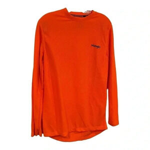 Wrangler bright orange long sleeve waffle knit shirt, size M EUC
